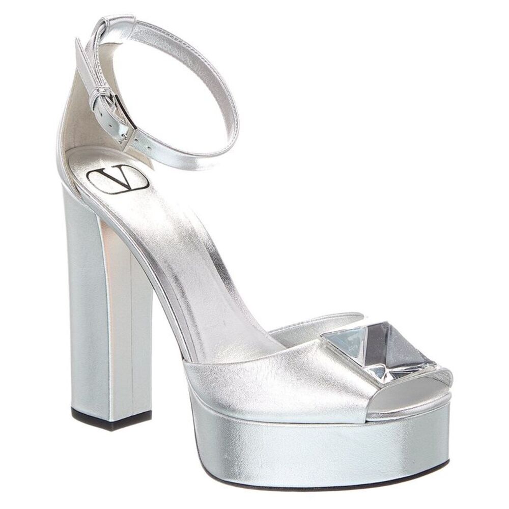 Valentino Vlogo One Stud Leather Pump, Metallic